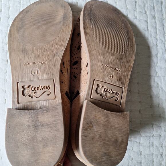 Coolway Tan Nelia Perforated Leather Side Zip Peep Toe Shoes Size 41/US 10 - Picture 5 of 5